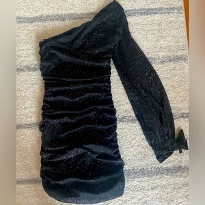 Sparkly black one shoulder dress, size S